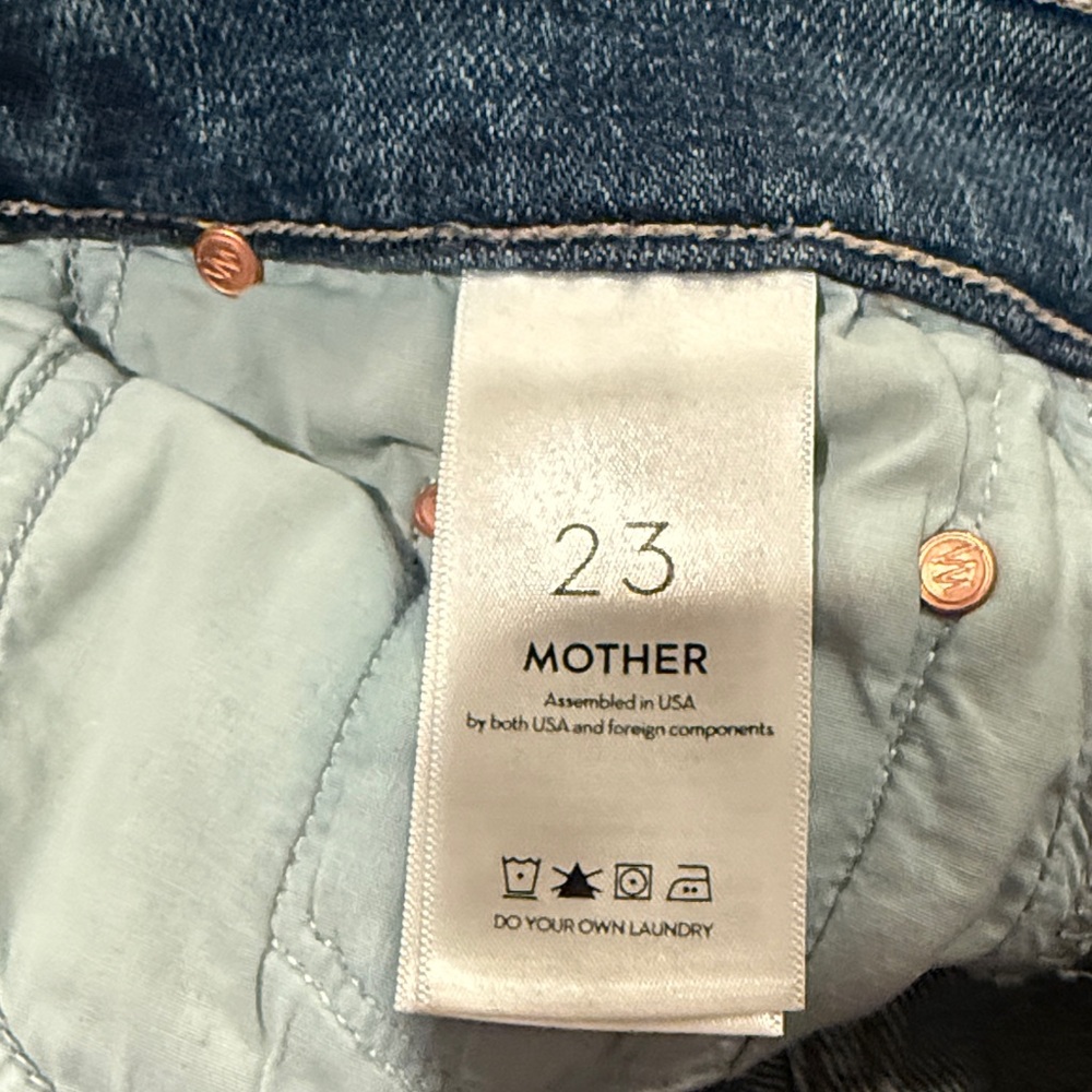 MOTHER Blue Cropped Distressed Jeans - Picture 2 of 3